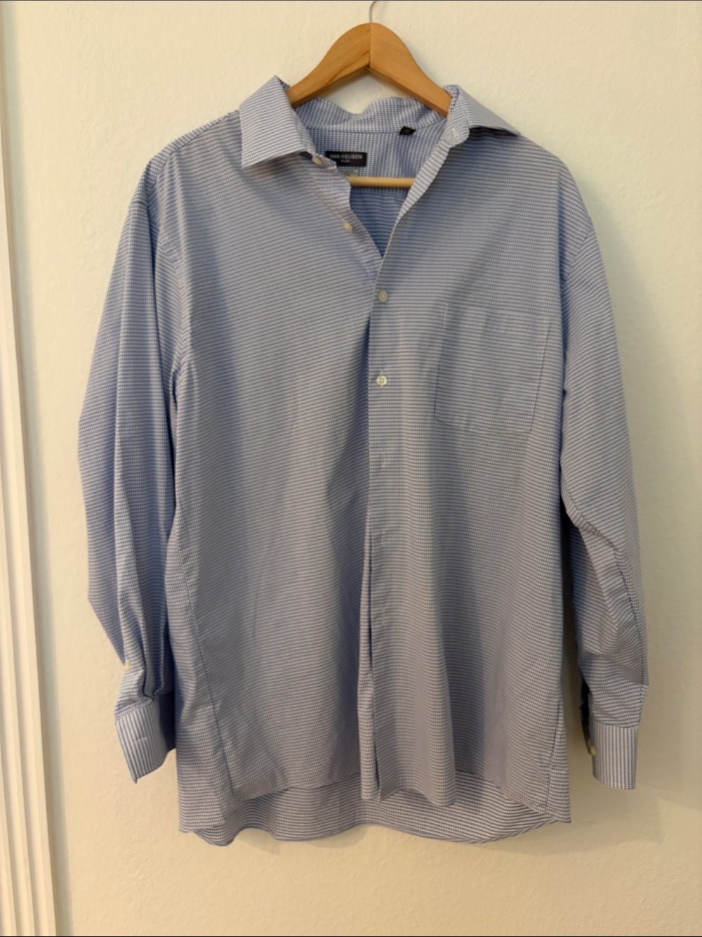 Van Heusen Light Blue & White Micro-Stripe Dress Shirt